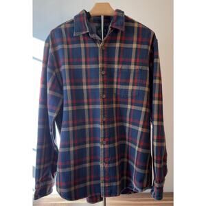 Grayers Heritage Flannel Blue Red Plaid Flannel Button Up Large